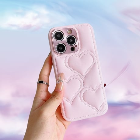 CUTECASEiPhone16/16plusケース ハートキルティング iPhone15pro/14/13Proカバー エレガント カメラ保護CM4668