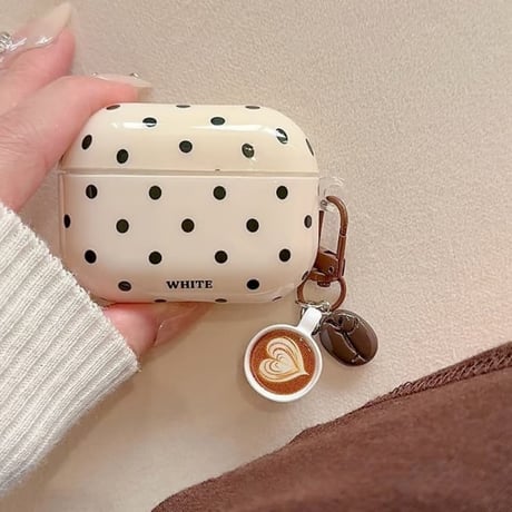 CUTECASE コーヒーカップ/豆キーホルダー Airpods Pro3ケース 水玉模様 Airpods4/3カバー pro2/pro1 韓国風CM6298