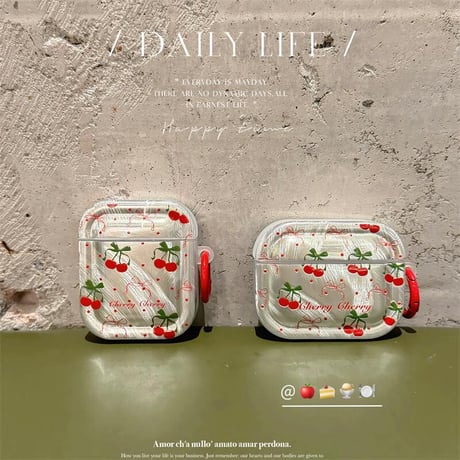 CUTECASE Airpods 4ケース サクランボ 女の子 めっちゃ可愛い AirpodsPro2/Pro1カバー エアポッズ3/2 リング付き つや感CM4685