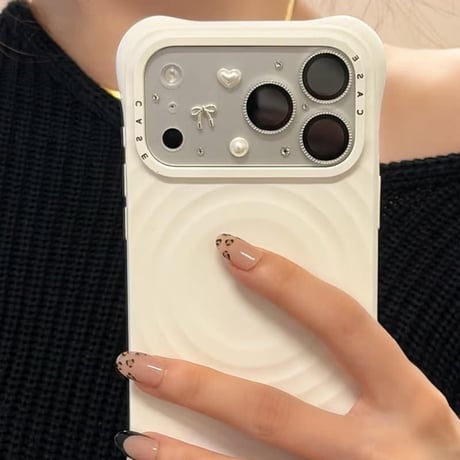 CUTECASE パール/ダイヤデコ カメラ保護カバー iPhone17ProMax iPhone17Pro リボン 韓国っぽ フィルム 可愛い 使いやすいCM6004
