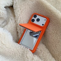 CUTECASE ダブルミラー iPhone17Pro/17ケース スタンド機能 レザー/布 上品 iPhone17ProMax/16Pro/15ケース 高品質 頑丈 人気 CM5974