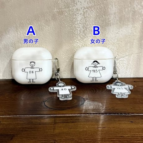 CUTECASE ペア AirpodsPro3ケース 女の子/男の子 Airpods4/3カバー pro2/Pro1ケース 可愛いキーホルダー付 お揃いコーデCM6220