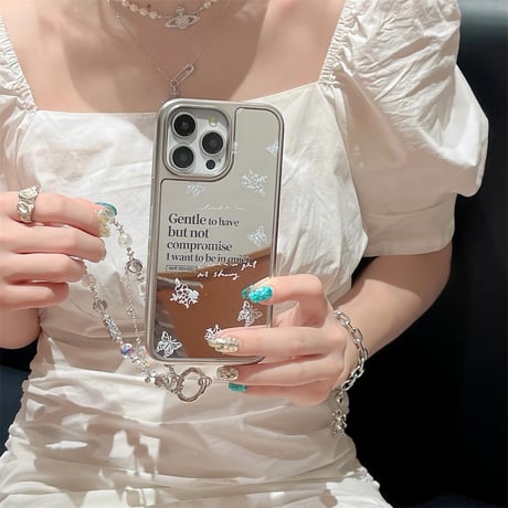 CUTECASE ミラー iPhone15/15proケース きれいストラップ付 iPhone14/13pro/12proケース かわいい 女子力UP CM4406