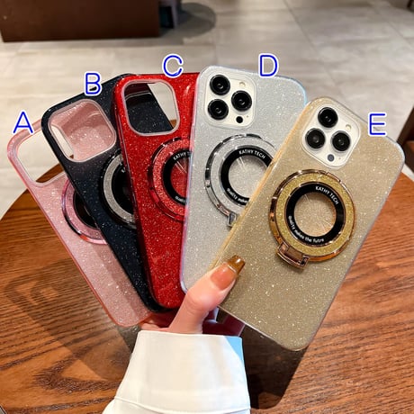 CUTECASEキラキラ iPhone15/15Proケース Magsafeリングスタンド付 アイフォン14pro/13Promaxカバー 綺麗 多機能 丈夫CM4046