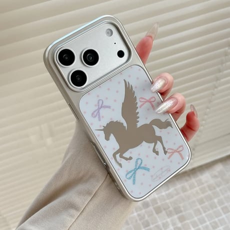 CUTECASE 馬ミラー iPhone17pro/17ケース リボン柄 iPhone16pro/15/14ケース メッキ 丈夫 オシャレCM6009