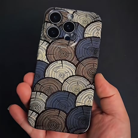 CUTECASE 3D木目、年輪デザインiphone16Promaxケース