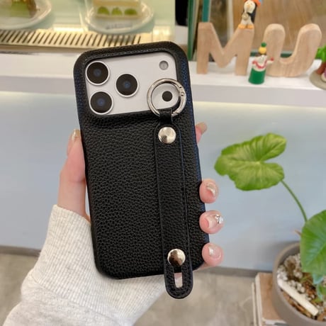 CUTECASE ベルト付 iPhone17Pro/17ケース レザー製 リング付 iPhone17ProMax/16/15Proケース スタンド付 耐久性ある CM5803