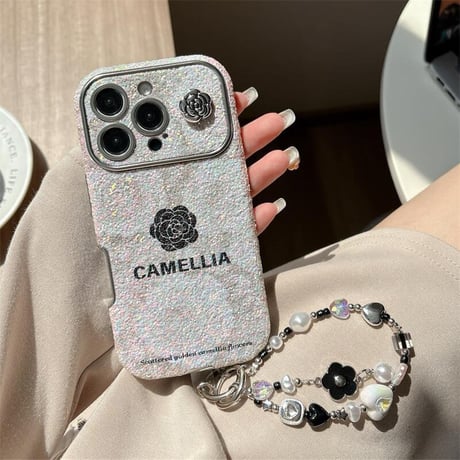 CUTECASE ストラップ付 iPhone17Pro/17ケース 花柄 iPhone16pro/17promaxカバー キラキラ オシャレ 大人可愛い CM5669