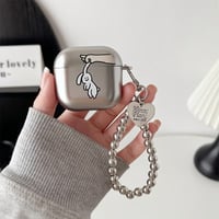 CUTECASE メッキ AirpodsPro3ケース 高級感シルバー Airpods4/3カバー AirpodsPro第2/1世代 ビーズストラップ ギフトにおすすめCM6362