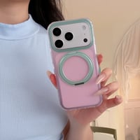 CUTECASE MagSafeリングスタンド iPhone17Promaxケース ピンクとグリーン iPhone16Pro/15Promaxケース 可愛すぎる 便利実用品 CM6481