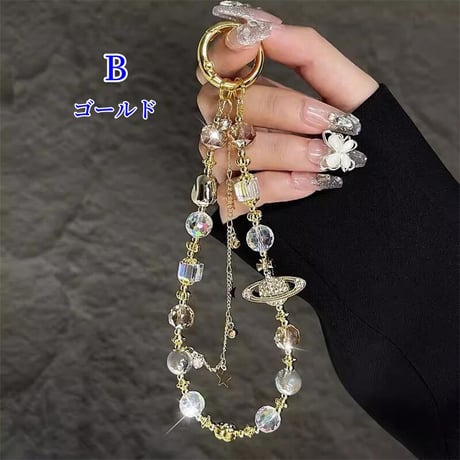 CUTECASE高級感 スマホストラップ 上品 キラキラ Airpodsアクセサリー キーホルダー 女子力アップ 高級感おしゃれ iphone、AQUOS、Galaxyなど全種類対応 CM5104