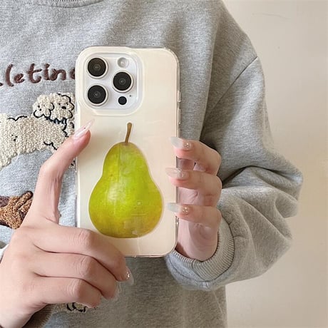 CUTECASE梨柄 iPhone16/16promaxケース 可愛い iPhone15pro/14/13proケース 涼しい感じ 丈夫 シンプル風CM5224