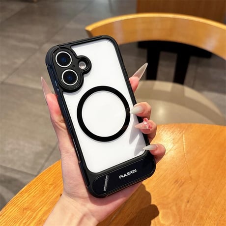 CUTECASEスタンド付 iPhone16/16proケース Magsafe対応 iPhone15promax/14/13proカバー 指紋防止マット シンプル風 男女兼用 CM5347