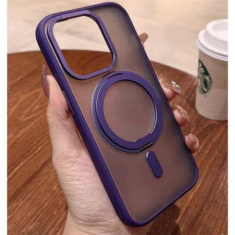 CUTECASE360度回転スタンド iPhone15Pro/15ProMaxケース Magsafe対応 マット iPhone14/13/12proカバー 耐衝撃耐久性 半透明CM3755