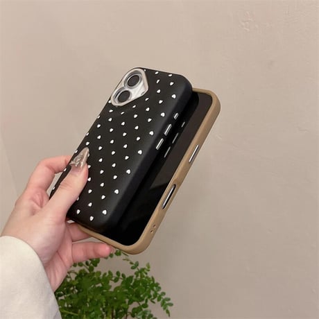CUTECASEハート柄 iPhone16/16Proケース 皮っぽい iPhone15Pro/14/13カバー おしゃれ 女子力高い 耐久性あるCM4786