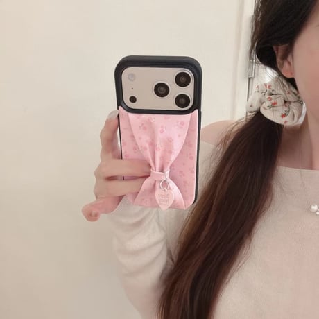 CUTECASE リボンベルト iPhone17Pro/17ケース 花柄 皮っぽ iPhone16Pro/15/14ケース 淡色系 ガーリーファッション人気品CM6085