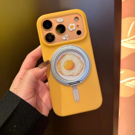 CUTECASE 目玉焼き iPhone17Pro/17ケース 360度回転可リングスタンド iPhone17Promax/16Pro/15ケース カメラカバー付 丈夫CM6170