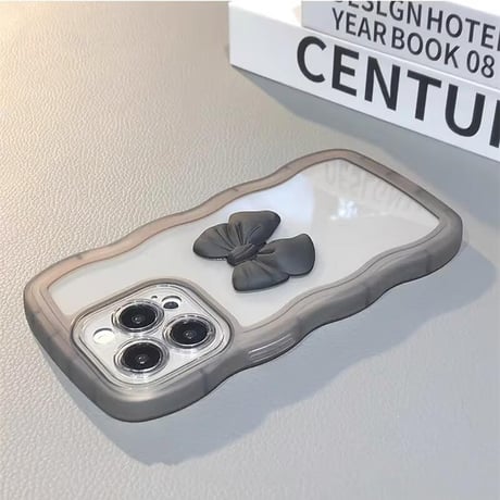 CUTECASE うねうね iPhone16/16Plusケース リボン 透明iPhone15Pro/14/13proカバー 落下防止 かわいいCM4649