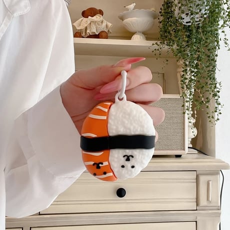 CUTECASE サーモン寿司 Airpods Pro3ケース 可愛い 美味しいそう Airpods 4/3カバーケース AirpodsPro2/1 ギフトにおすすめ CM6333