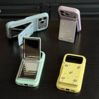 CUTECASE ダブルミラースタンド付 iPhone17Promaxケース 花とダイヤデコ iPhone16Promax/15pro/14Proケース 上品 高品質CM6376