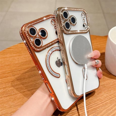 CUTECASE ジュエリー iPhone17Pro/17ケース Magsafe対応 iPhone17Air/17ProMaxケース レンズ保護フィルム付 キラキラライン 大人気 CM5637