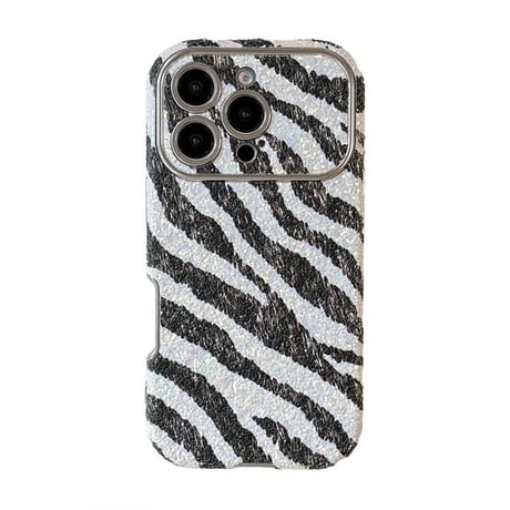CUTECASE アニマル柄 iPhone17Pro/17ケース ヒョウ柄/ゼブラ柄 iPhone16Promax/15proカバー キラキララメ 秋冬コーデにおすすめ CM5649