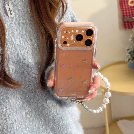 CUTECASEグリッター馬 iPhone17pro/17ケース キラキラ感 iPhone16promax/15proケース パールストラップ 女子力高いCM5994