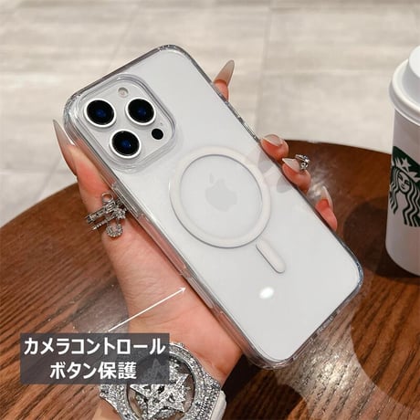 カメラコントロールボタン保護 iPhone16Proケース iPhone16 iPhone16ProMax MagSafe対応 黄ばまない 高透明 光沢感 耐衝撃加工 丈夫 抗菌性 CM4828