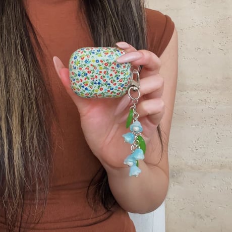 CUTECASE 草花柄 Airpods Pro3ケース 可愛い Airpods4/3ケース キーホルダー付き AirpodsPro2/Pro1カバー 女子力高い CM5785