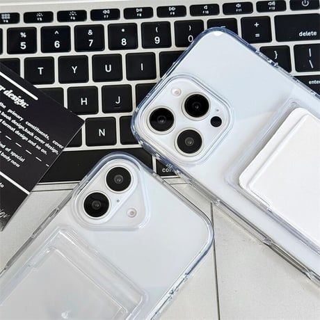 CUTECASE iPhone16/16Proケース カード収納 クリアiPhone15plus/14/13proケース 黄ばまない シンプル 高品質 CM4624