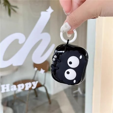 CUTECASEモンスター Airpods第四世代ケース ギフトにおすすめ Airpodspro2/proカバー Airpods3/2 リング付 ブラック 可愛いCM5047
