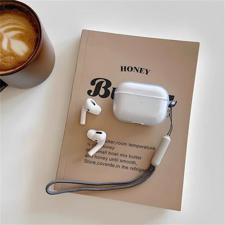 CUTECASEクラシックリ透明 Airpods 4 ケース ストラップ付 AirpodsPro2/Pro1カバー Airpods3/2 シンプル風 黄ばみにくいCM4839