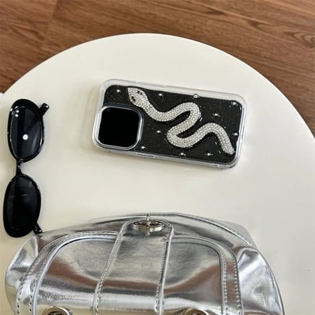 CUTECASEジュエリー蛇 iPhone16/16pro/16plusケース 黄ばまない iPhone14/13pro/12クリアケース 女子力アップ シックCM4410