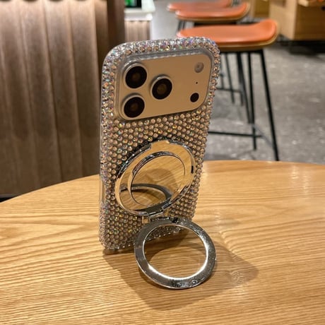 CUTECASE ジュエリーデコ iPhone17Pro/17ケース ミラーリングスタンド iPhone16/15promax/14/13proカバー ストラップCM6026