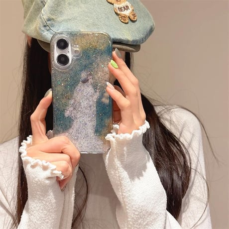 CUTECASE美しい女子 iPhone16/16Proケース キラキララメ入り iPhone15/14/13/12Proカバー 艶感 女子力高い CM5017
