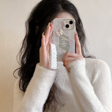 CUTECASE不規則な鏡人気の要素 うねうね 鏡付 iPhone15/15Proケース キラキラグリッター iPhone14/13Pro/12ケース きれい 便利 丈夫 C6020