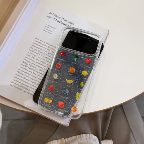 CUTECASE ラメ果物柄 iPhone17Promaxケースキラキラ感 iPhone17Pro/16/15ケース かわいい 春夏コーデCM6320
