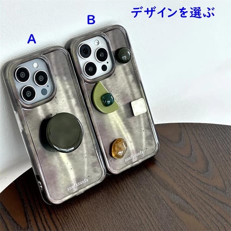 CUTECASE暈し染め iPhone16pro/16promaxケース おしゃれ ストラップ付 iPhone15pro/14promax/13カバー グリップ/宝石デコCM5333