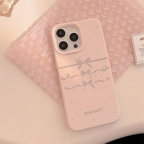 CUTECASEリボン柄 iPhone16/16plusケース シリコン ピンク iPhone15Pro/14/13Proケース　指紋防止 可愛い CM4627