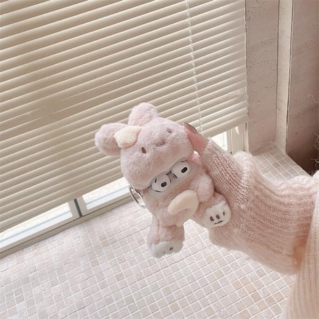 CUTECASE兎ぬいぐるみ Airpods 4ケース モフモフ Airpods3/Pro2ケース airpodsproカバー 柔らかい 可愛いギフトにおすすめ CM5142