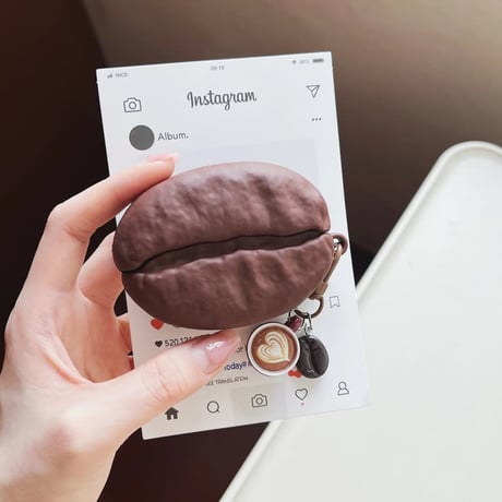 CUTECASEコーヒー豆 Airpods Pro3ケース キーホルダ付き Airpods 4/3カバーケース AirpodsPro2/1 かわいい ギフトにおすすめ CM6391