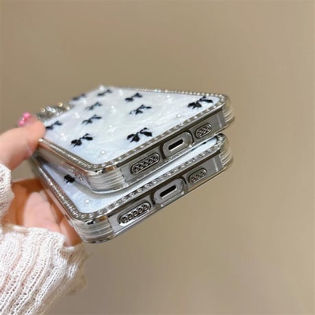 CUTECASEリボン iPhone16pro/16ケース ジュエリーライン iPhone15pro/14/13promaxカバー 大人可愛い ガーリーに大人気CM5514