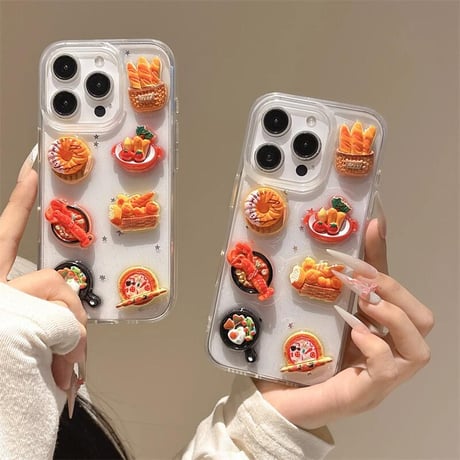 CUTECASE ピザ/ドーナツ iPhone16pro/16ケース クリア iPhone15pro/14/13pro/12カバー 大人可愛い プレゼントにおすすめCM5269