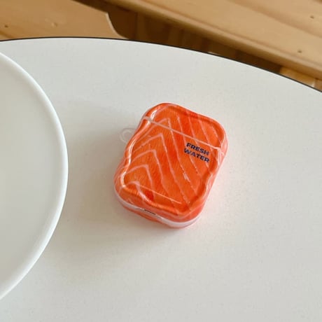 CUTECASE 鮭 AirpodsPro3ケース 寿司 Airpods4/3カバー pro2/pro1 可愛い リング/魚キーホルダー付 美味しそうCM6012