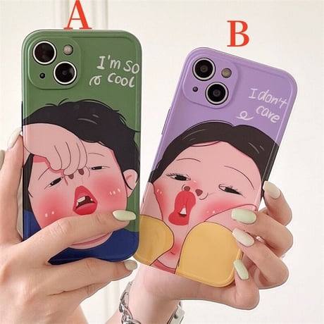 CUTECASE iPhone15Promax case 面白い漫画のカップルモデルiPhone13Pro/14Pro 携帯ケースC5019