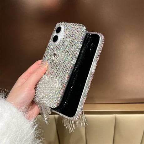 CUTECASEビジュー iPhone16/16Proケース ダイヤフリンジ iPhone15Pro/14/13proカバー 華やか キラキラ 豪華 高品質CM5096