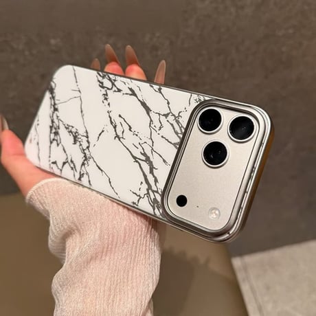CUTECASE大理石調 iPhone17promaxケース ワイヤレス充電可 メッキ iPhone17Pro/16promaxケース 頑丈 カッコイイ CM6310