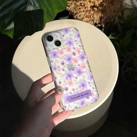 CUTECASE 花柄 iPhone15pro/15ケース パープルカラー iPhone14promax/13pro/12ケース かわいい 女子力アップCM4444