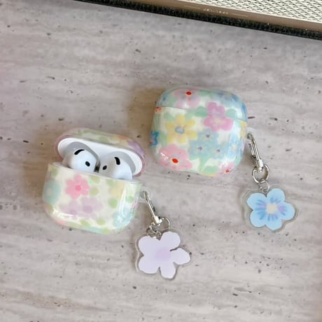 CUTECASE 春におすすめ Airpods Pro3ケース 花柄 Airpods4/3カバー pro2/Pro1ケース 可愛いキーホルダー キュートCM6143