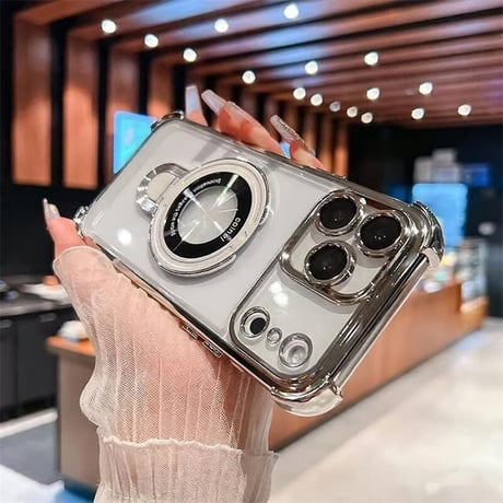CUTECASE 耐衝撃 iPhone17pro/17promaxケース MagSafeリングスタンド iPhone17/17Airカバー 黄ばまない レンズ保護カバー付CM5683